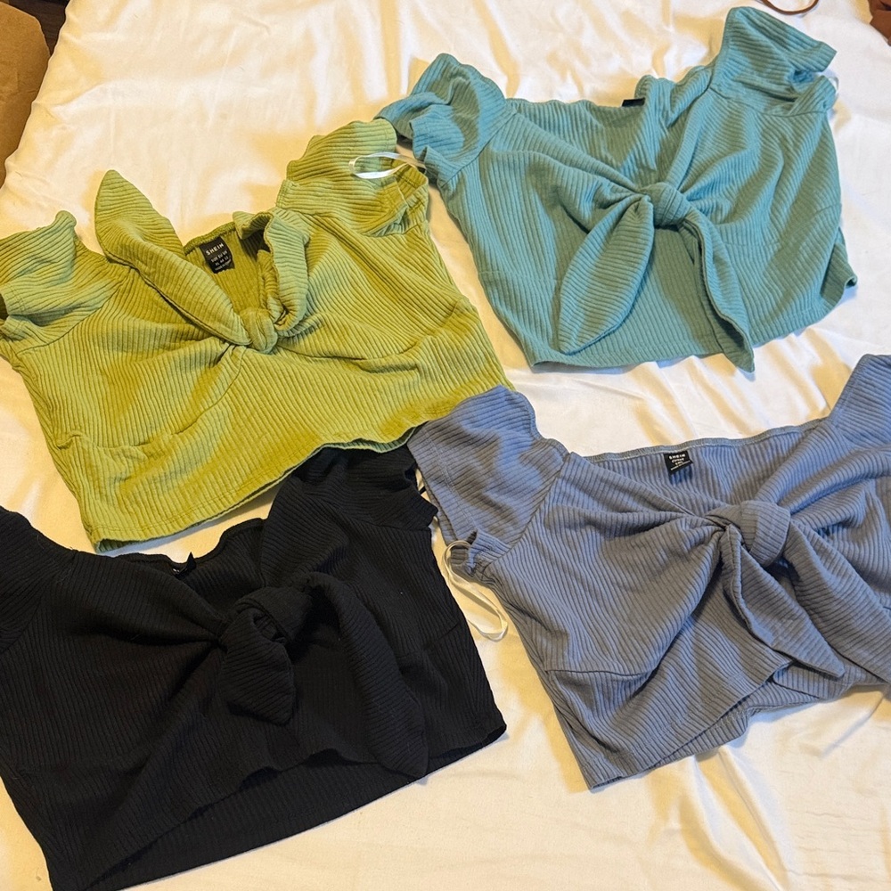 Trendy Women's Knotted crop Tops - Black, Green, Blue, Gray